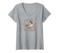 Women's Mad As Hell Peaceful Protester Spring Chickadee V-Neck T-Shirt