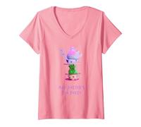 Women's Mad Hatter's Tea Party - Alice in Wonderland V-Neck T-Shirt, Pink, Medium