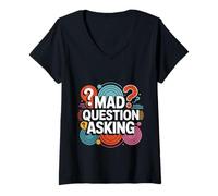 Womens Mad Question Asking Curious Introvert Smart Sarcasm -- V-Neck T-Shirt