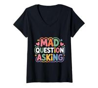 Womens Mad Question Asking Curious Introvert Smart Sarcasm ------- V-Neck T-Shirt