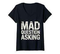 Womens Mad Question Asking Curious Introvert Smart Sarcasm ------ V-Neck T-Shirt