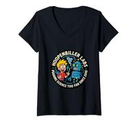 Womens Mad Science Lab Robot Funny Cartoon Graphic V-Neck T-Shirt
