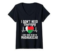 Womens Madagascar Flag I Vacation Gift I Madagascar V-Neck T-Shirt