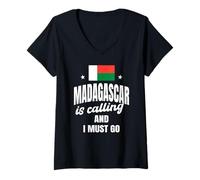 Womens Madagascar Is Calling And I Must Go Malagasy Saying V-Neck T-Shirt