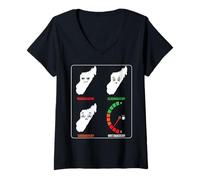 Womens Madagascar Mood Levels! Funny Car! From Glad to Outta Gas V-Neck T-Shirt