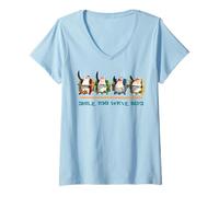 Womens Madagascar Penguins Smile And Wave Text Poster V-Neck T-Shirt