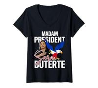 Women's Madam President Sara Duterte Filipino Eagle DDS Suporter V-Neck T-Shirt