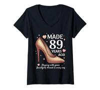 Women's Made 89 Years Ago High Heels 89 Year Old Women 89th Birthday V-Neck T-Shirt