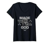 Women's Made By God Christian Urban Faith Graphic V-Neck T-Shirt