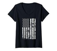 Womens Made By Immigrants Proud Immigrant Pro Immigration V-Neck T-Shirt