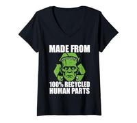 Womens Made from 100% Recycled Human Parts - Organ Transplant V-Neck T-Shirt
