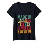 Womens Made In 1978 Limited Edition 47rd Birthday Vintage Cassette V-Neck T-Shirt