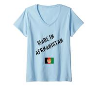 Womens Made in Afghanistan with Flag V-Neck T-Shirt