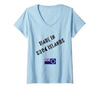 Womens Made in Cook Islands with Flag Funny V-Neck T-Shirt