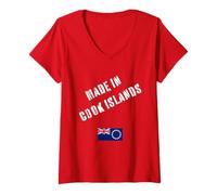 Womens Made in Cook Islands with Flag Funny V-Neck T-Shirt