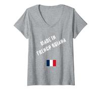 Womens Made in French Guiana with Flag Funny V-Neck T-Shirt