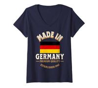 Womens Made In Germany 1967 Premium Quality German Flag V-Neck T-Shirt