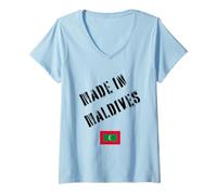 Womens Made in Maldives with Flag Funny V-Neck T-Shirt