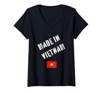 Womens Made in Vietnam with Flag Funny V-Neck T-Shirt
