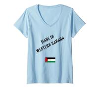 Womens Made in Western Sahara with Flag Funny V-Neck T-Shirt