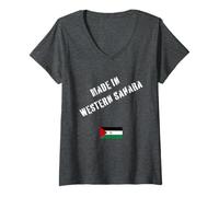 Womens Made in Western Sahara with Flag Funny V-Neck T-Shirt