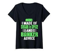 Womens Made of Sugar Spice and Banker Advice V-Neck T-Shirt