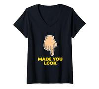 Women's Made You Look April Fools Prank Joke Humor Prankster V-Neck T-Shirt