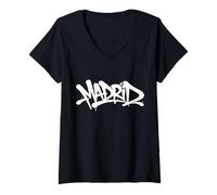 Women's Madrid Graffiti City Street Art Handstyle Spain Souvenir V-Neck T-Shirt