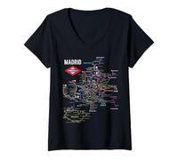 Women's Madrid Spain Metro Subway Train Map T-Shirt Gift V-Neck T-Shirt