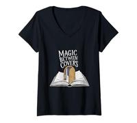 Womens Magic Between Covers Book Portal Fantasy Reader V-Neck T-Shirt
