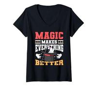 Womens Magic Makes Everything Better Magician Rabbit In A Hat V-Neck T-Shirt