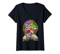 Womens Magic Mushrooms V-Neck T-Shirt