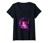 Womens Magical Fairy Moon And Stars Fairy Gift V-Neck T-Shirt