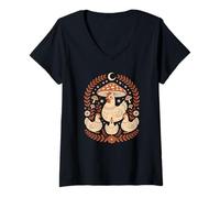 Women's Magical Forest Chicken Sleeping Under A Fairycore Fungi V-Neck T-Shirt