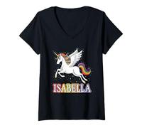 Womens Magical Isabella Unicorn Girl First Name Design V-Neck T-Shirt