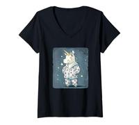 Womens Magical Sleep Time with this Cute Pajama Unicorn Outfit V-Neck T-Shirt