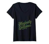 Women's Magically Delicious Lucky Clover Fun St. Patrick’s Day V-Neck T-Shirt