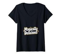 Women's Magically Delicious St Pattys Shamrock Humor V-Neck T-Shirt