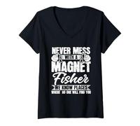 Womens Magnet Fishing Expert Design for Treasure Hunting Trips V-Neck T-Shirt