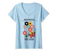 Womens Magnified Discovering The Bigness of God Christian VBS 2026 V-Neck T-Shirt