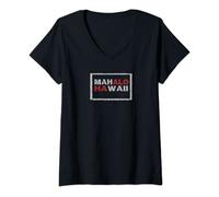Womens Mahalo Hawaii, ALOHA! V-Neck T-Shirt