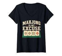 Women's Mahjong American Mahjong Player Game Night Gift V-Neck T-Shirt