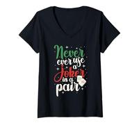 Women's Mahjong Never Ever Use A Joker, Tile Game Player, Mah Jong V-Neck T-Shirt