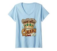 Women's Mahjong Player Certified Tile Queen V-Neck T-Shirt