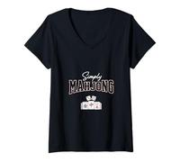 Women's Mahjong Simply Classic Asian Tile Game Dice Strategy Fun V-Neck T-Shirt