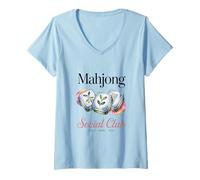 Women's Mahjong Social Club Chinese Game Player It's Mahjong Time V-Neck T-Shirt