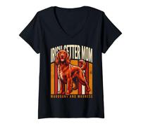 Women's Mahogany and Madness Irish Setter Mom Dog Lover V-Neck T-Shirt
