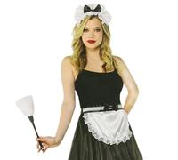 Women's Maid Costume - 3-Pcs Anime Cosplay Set, Headband Apron Duster Cleaning Accessories Role Play | Masquerade Party Prop for Women Themed Event Outfit Uniform French Halloween Dress Up Lace Satin