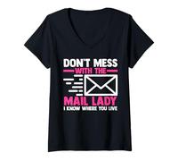 Women's Mail Carrier | Postal Worker | Don't Mess with The Mail Lady V-Neck T-Shirt