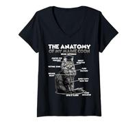 Womens Maine Coon Anatomy | Funny cat Sayings T | Maine Coons V-Neck T-Shirt